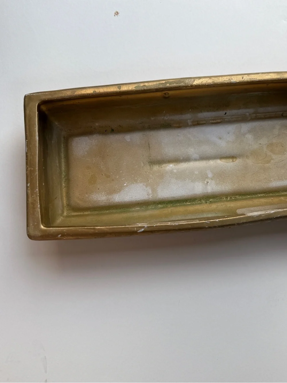 Gold Rectangular Ceramic Planter Tray - Decorative Home Bath Accent